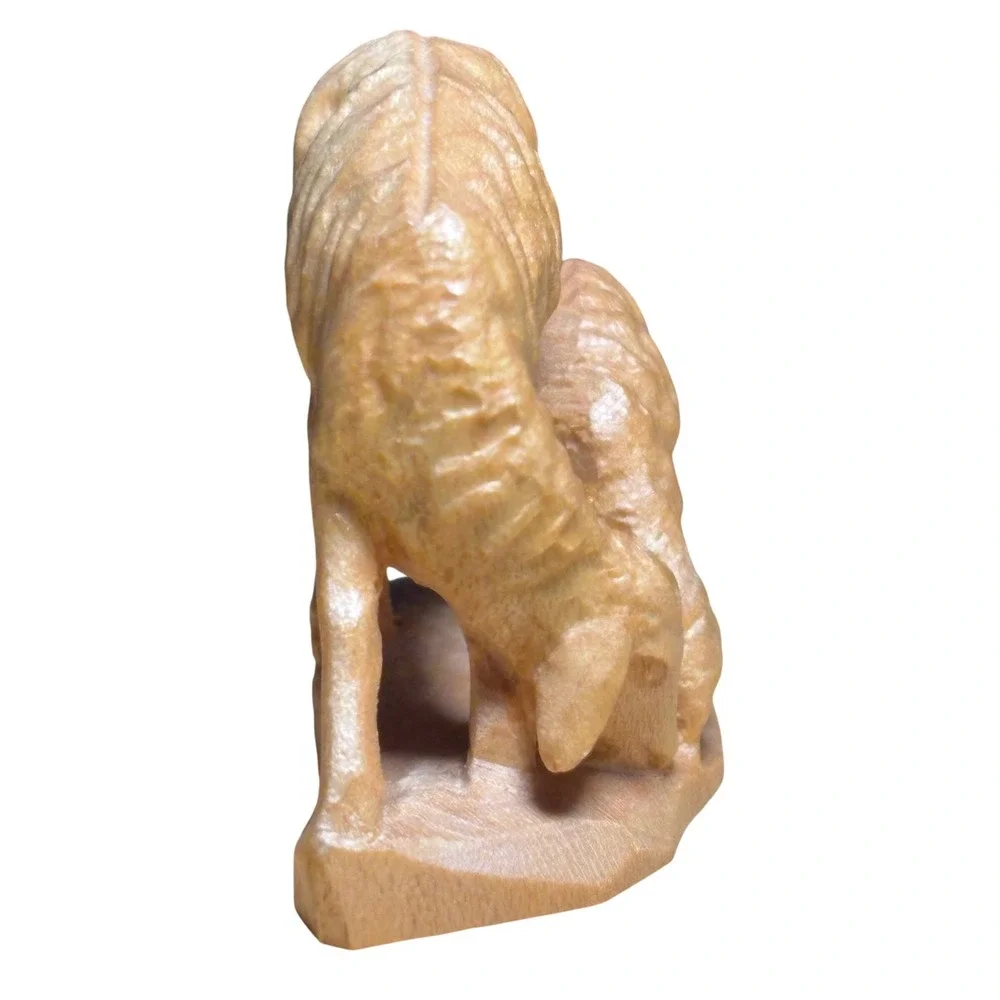 Anri Italy Hand Carved Wood Sheep‎ and Lamb Figurine Miniature Nativity Decor